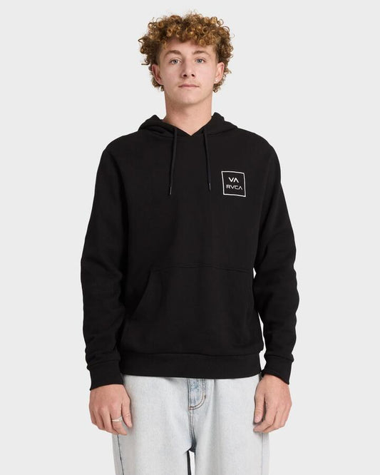 Image of a model wearing Outerwear. Productname: rvca - Mens Rvca All The Ways Pullover Hoodie - Rvca Black - in Rvca Black colour by brand - rvca