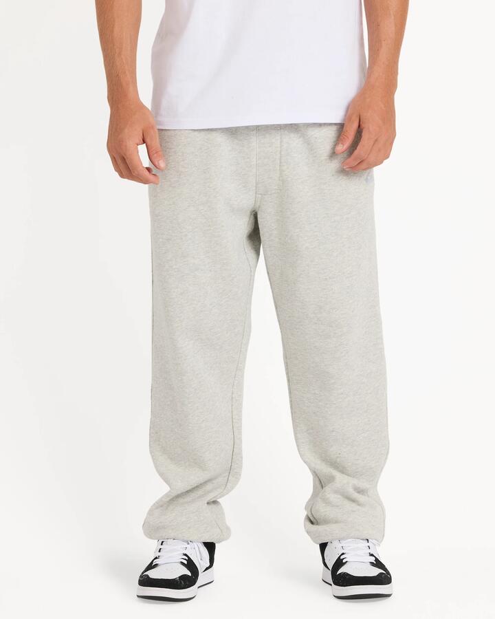 Image of a model wearing Pants. Product name - Quiksilver Mens Salt Water Trackpants Light Grey Heather in Light Grey Heather colour by brand - Quiksilver