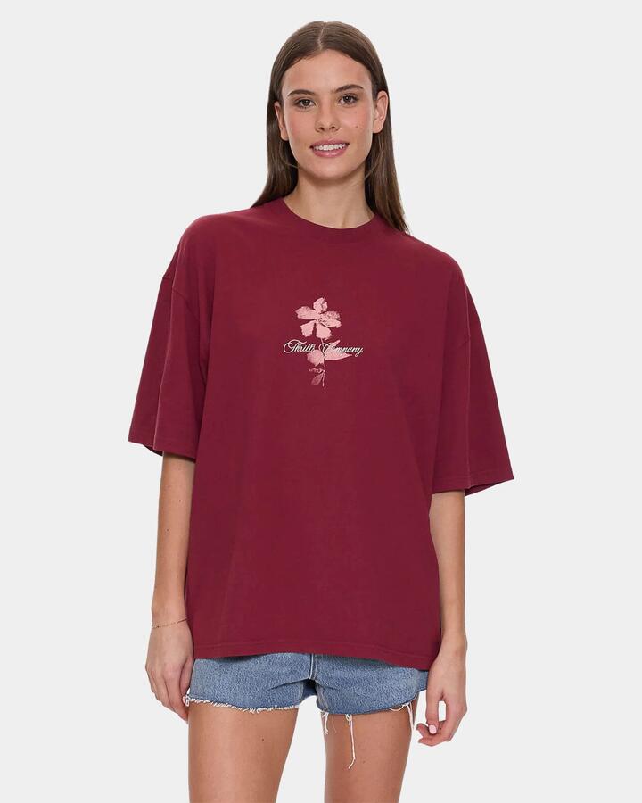 Image of T-Shirts. Productname: thrills Womens Full Bloom Oversized T-Shirt Pomegranate - in Pomegranate colour by brand - Thrills
