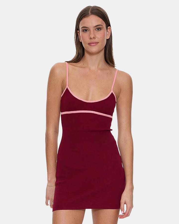 Image of Dresses. Product name - Thrills Womens Vivid Dreams Knit Mini Dress Pomegranate in Pomegranate colour by brand - Thrills