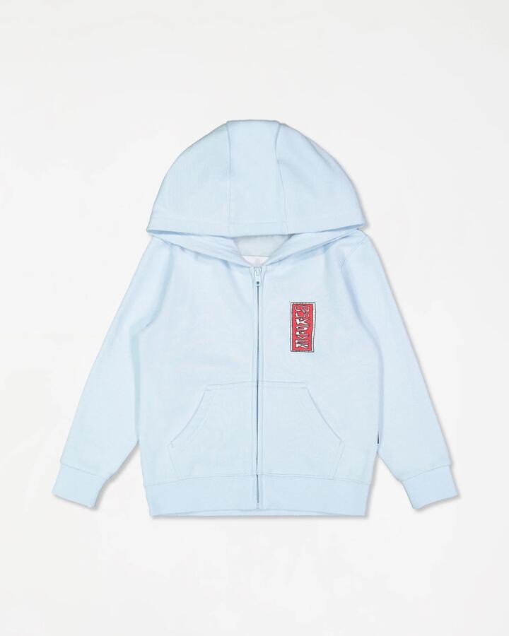 Image of a model wearing Outerwear. Product name - Quiksilver Boys 2-7 Radical Times Pullover Hoodie Airy Blue in Airy Blue colour by brand - Quiksilver