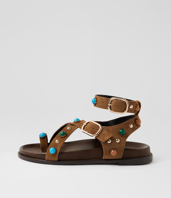 Image of Sandals. Productname: Ceeko Coffee Suede Sandals in Coffee colour by brand - MIDAS