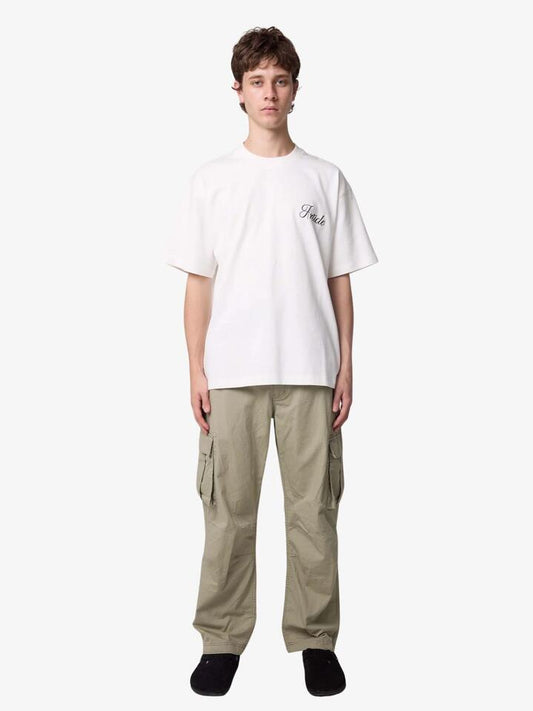 Image of a model wearing Tops. Productname: Article One Double Script Tee in White colour by brand - Article One