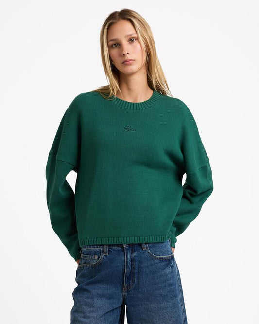 Image of Accessories. Product name - RVCA Womens Ivy Crew Neck Olive in Olive colour by brand - RVCA