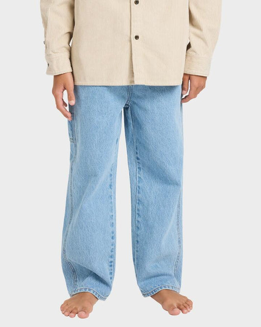 Image of Jeans. Product name - Billabong Boys 8-16 Spec 73 Relaxed Fit Denim Pants Stone Blue in Stone Blue colour by brand - Billabong