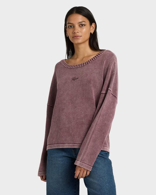 Image of Accessories. Productname: rvca - Womens Ivy Crew Neck - Wine - in Wine colour by brand - rvca