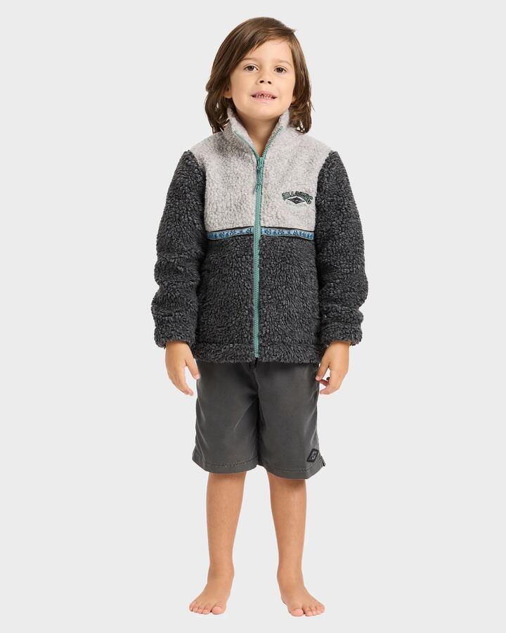 Image of a model wearing Outerwear. Product name - Billabong Toddlers Tombstone Fleece Jacket Oatmeal Heather in Oatmeal Heather colour by brand - Billabong