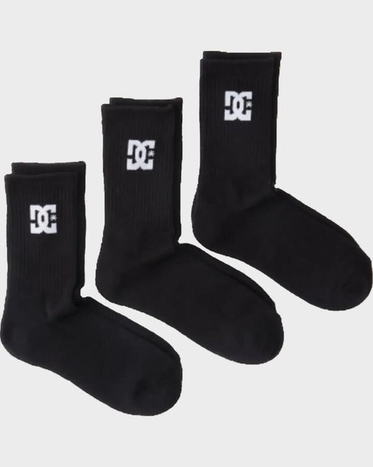 Image of Socks. Product name - DC Shoes Mens Dc 3-Pack Crew Socks Black in Black colour by brand - DC Shoes
