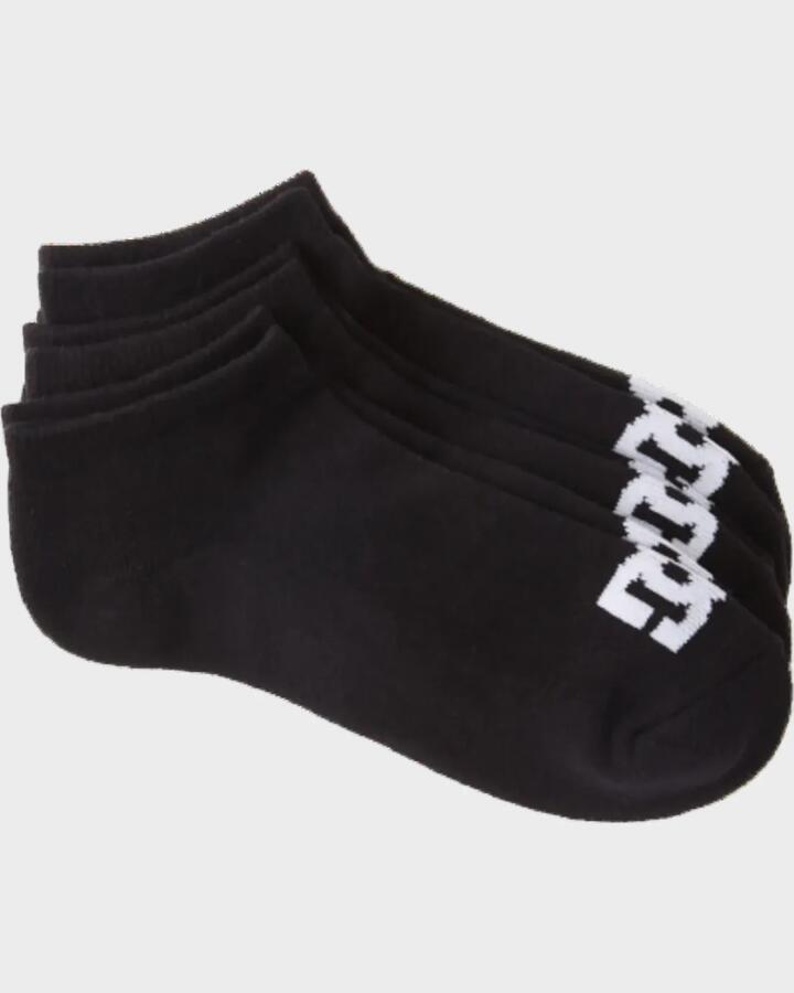 Image of Socks. Product name - DC Shoes Mens Dc 3-Pack Ankle Socks Black in Black colour by brand - DC Shoes