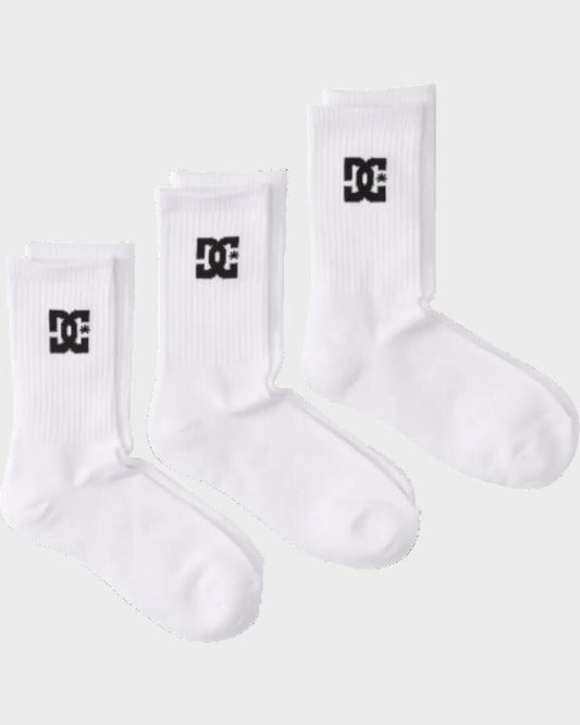 Image of Socks. Product name - DC Shoes Mens Dc 3-Pack Crew Socks Snow White in Snow White colour by brand - DC Shoes