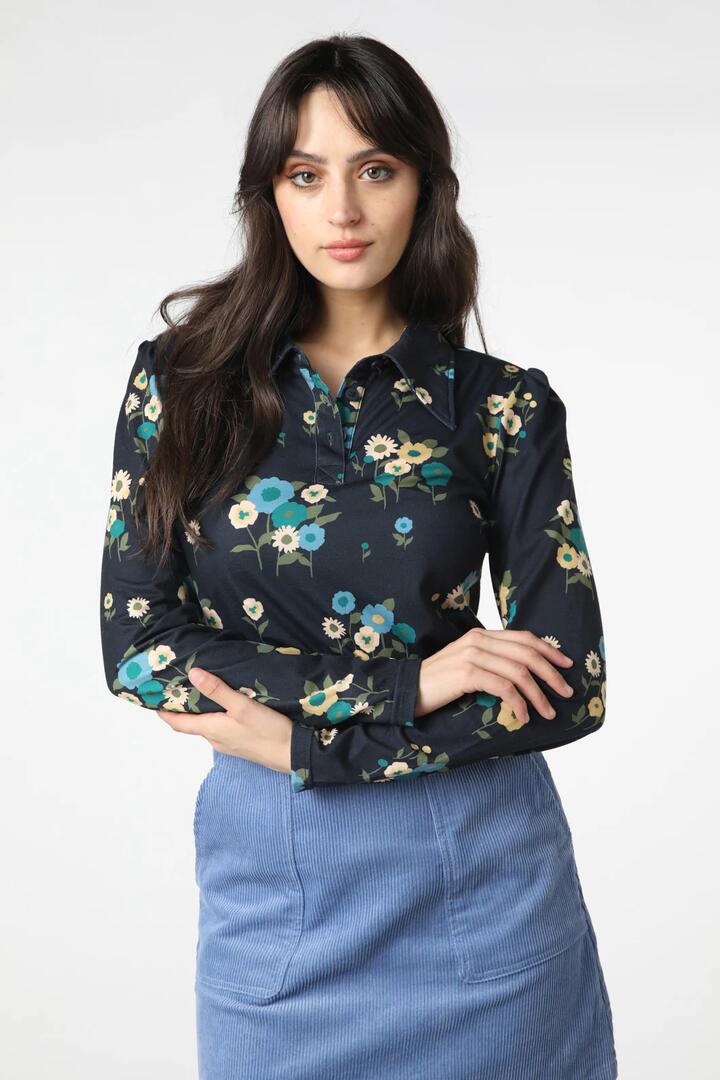 Image of Shirts. Productname: Bella Polo Shirt in Navy colour by brand - Princess Highway