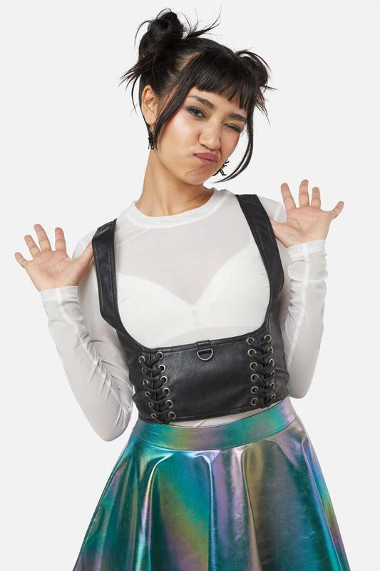 Image of Lingerie. Productname: Field Work Lace Up Corset in Black colour by brand - Dangerfield