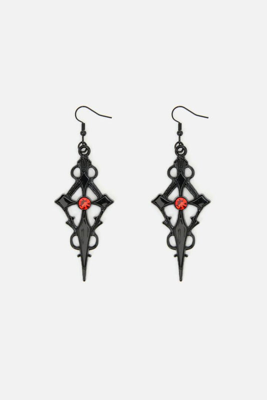 Image of Earrings. Productname: Black Gothic Cross Earrings in Black colour by brand - Dangerfield