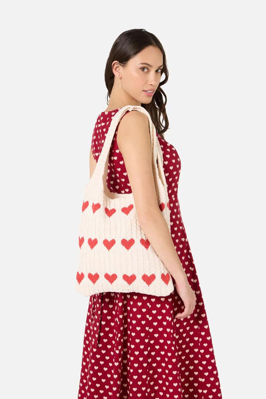 Image of Bags. Productname: Knitted Sweet Heart Bag in Cream colour by brand - Princess Highway