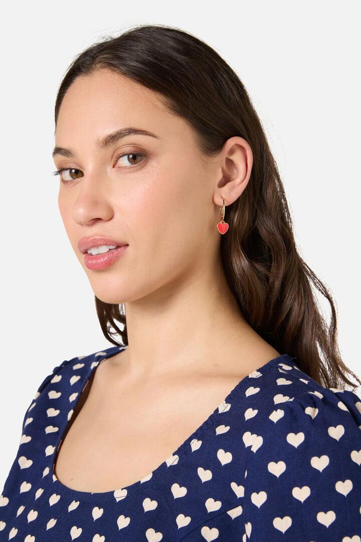 Image of Earrings. Productname: Red Heart Sleeper Earrings in Gold colour by brand - Princess Highway