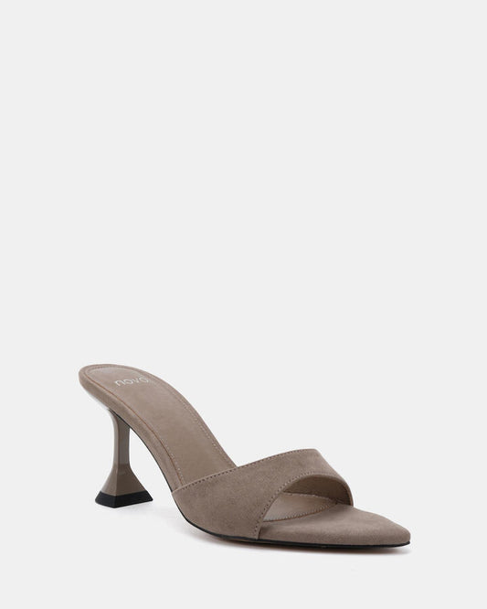 Image of Sandals. Product name - Ziv Dove Suede Mules in Dove Suede colour by brand - Novo