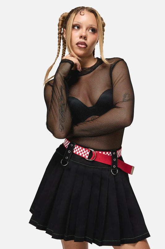 Image of Accessories. Productname: Red Racing Squares Canvas Belt in Red colour by brand - Dangerfield