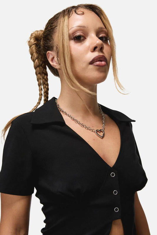 Image of Jewelry. Productname: Hooked Heart Choker in Silver colour by brand - Dangerfield