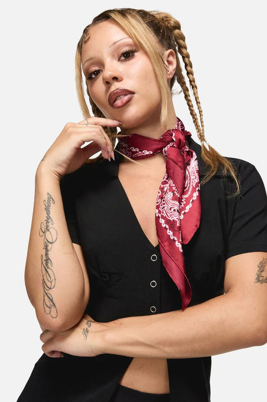 Image of Scarves & Shawls. Productname: Satin Bandana Scarf in Red colour by brand - Dangerfield