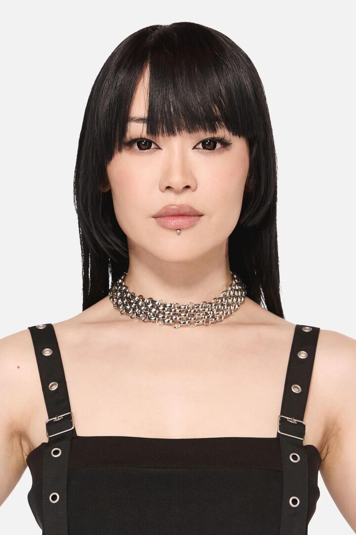 Image of Necklaces. Productname: Metal Choker Necklace in Silver colour by brand - Black Friday