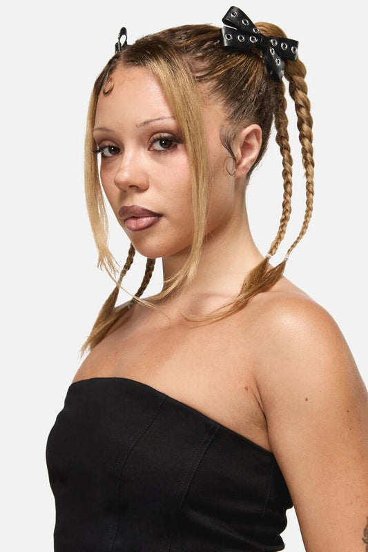 Image of Hair Accessories. Productname: Eyelet Bow Clip in Black colour by brand - Black Friday