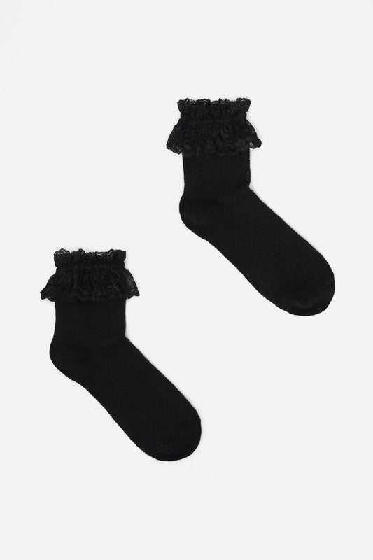 Image of Socks. Productname: Black Lace Top Sock in Black colour by brand - Dangerfield