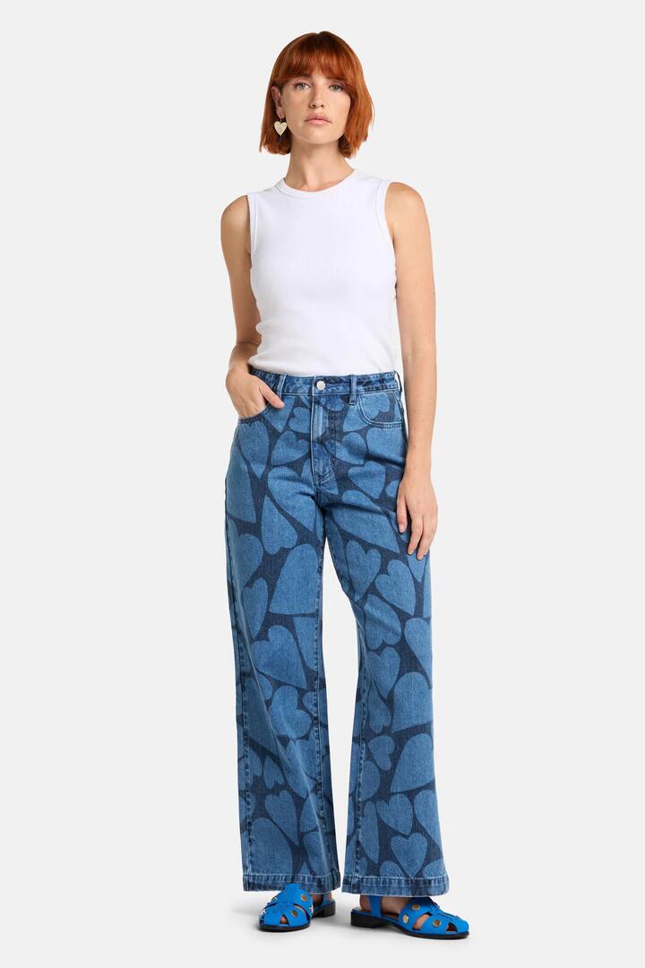 Image of Jeans. Productname: Heartbeat Denim Wide Jean in Denim colour by brand - Gorman
