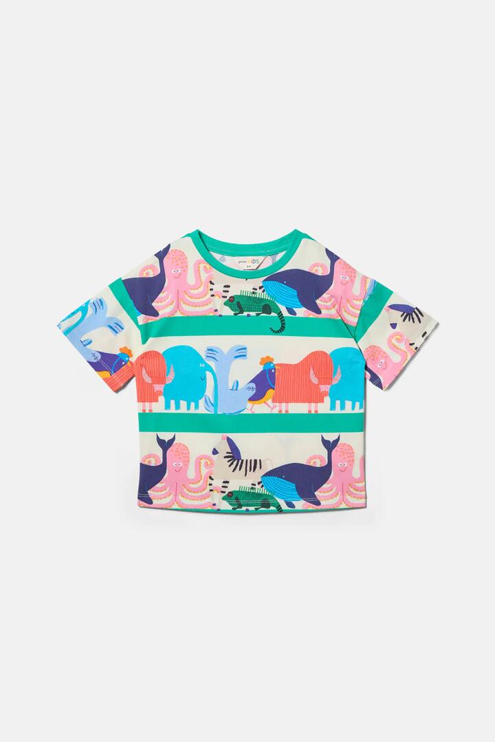 Image of a model wearing Tops. Productname: Zoo Walk Kids T-Shirt in Stripe colour by brand - Gorman