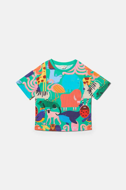 Image of T-Shirts. Product name - Zoo Tropics Kids T-Shirt in Green colour by brand - Gorman