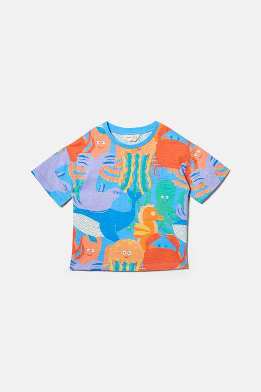 Image of T-Shirts. Product name - Under The Sea Kids T-shirt in Blue colour by brand - Gorman