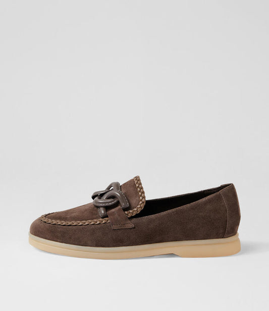 Image of Flats. Productname: Linxy Hot Choc Suede Loafers in Hot Choc colour by brand - MIDAS