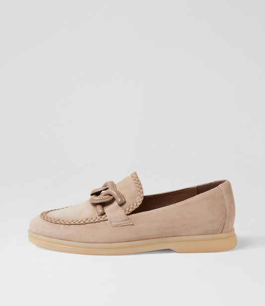 Image of Flats. Productname: Linxy Sandy Suede Loafers in Sandy colour by brand - MIDAS