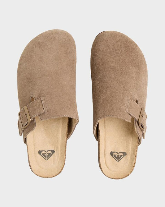 Image of Slippers. Productname: roxy - Womens Zeliah Sin Fur Clog - Taupe - in Taupe colour by brand - roxy
