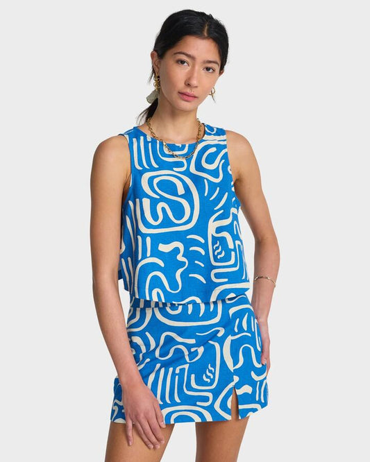 Image of a model wearing Skirts. Productname: billabong - Womens Wave Washed Midi Skirt - True Blue - in True Blue colour by brand - billabong