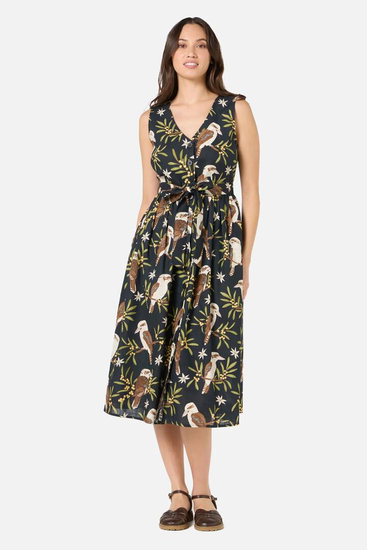 Image of Dresses. Product name - Kookaburra Midi Dress in Black colour by brand - Princess Highway