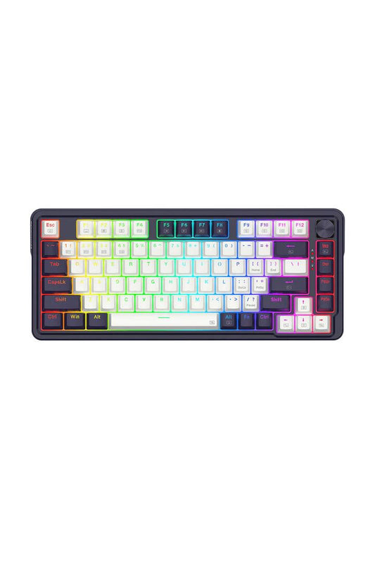 Image of Electronics Accessories. Productname: Redragon K673WB RGB Pro White Black 75% Gasket Wireless Mechanical Keyboard in White/Black colour by brand - REDRAGON