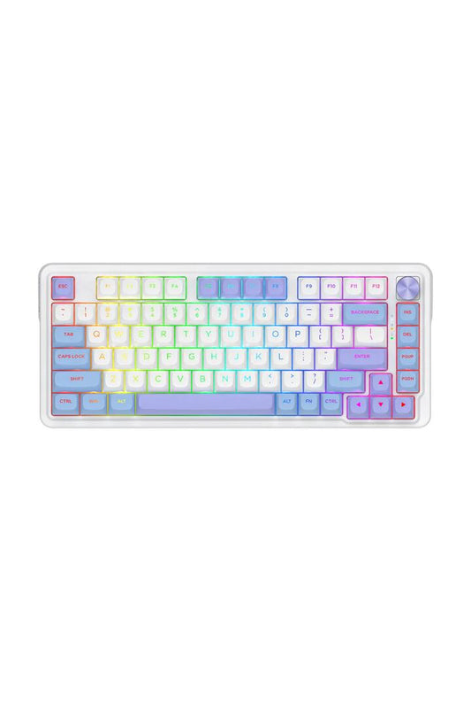 Image of Electronics Accessories. Productname: Redragon K673WBP RGB Max White Purple 75% Gasket Wireless Mechanical Keyboard in White/Purple colour by brand - REDRAGON