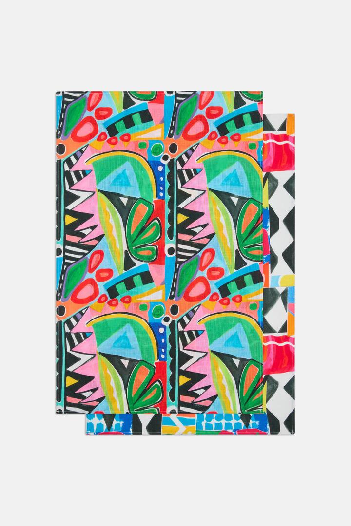 Image of Kitchen & Dining. Productname: Zebra Concepts Tea Towel Set 2 in Print colour by brand - Gorman