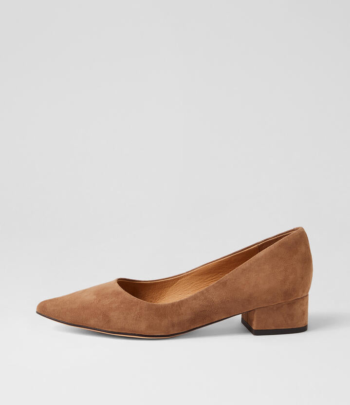 Image of Heels. Productname: Thego Coffee Suede Heels in Coffee colour by brand - MOLLINI