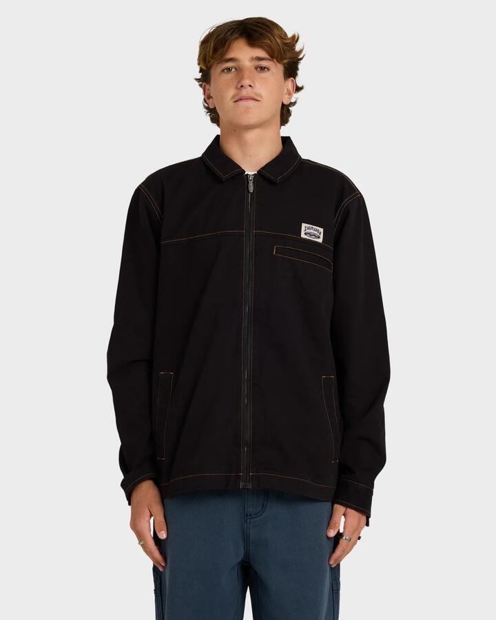 Image of a model wearing Outerwear. Productname: billabong - Mens Jimmy Windproof Jacket - Black - in Black colour by brand - billabong