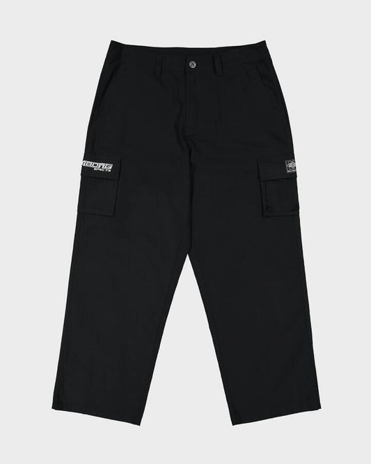 Image of a model wearing Pants. Productname: billabong - Mens Spec Cargo Pants - Black - in Black colour by brand - billabong