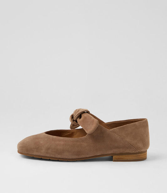 Image of Shoes. Productname: Pilot Light Choc Suede Flat Shoes in Lt Choc colour by brand - MIDAS