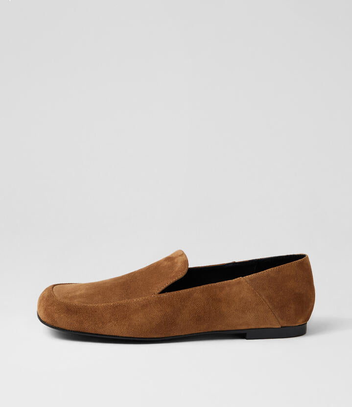 Image of Flats. Productname: Cammie Biscuit Suede Loafers in Biscuit colour by brand - MOLLINI