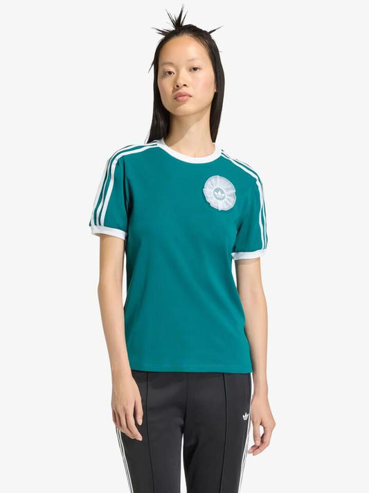 Image of a model wearing Tops. Productname: Adidas Branding Short Sleeve Tee in Legacy Teal colour by brand - Adidas