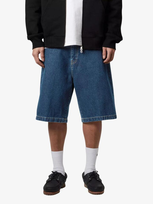 Image of a model wearing Shorts. Productname: Carhartt Wip Landon Shorts in Blue Stone Wash colour by brand - Carhartt Wip