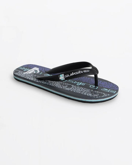 Image of Sandals. Product name - Quiksilver Boys 8-16 Moncata Art Thongs Black/Grey in Black/Grey colour by brand - Quiksilver
