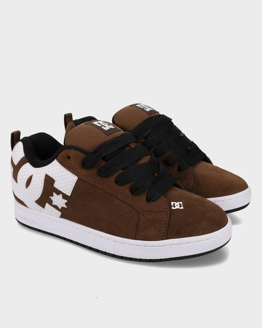 Image of Shoes. Productname: DC Shoes - Mens Court Graffik S Skate Shoes - Brown/White - in Brown/White colour by brand - DC Shoes