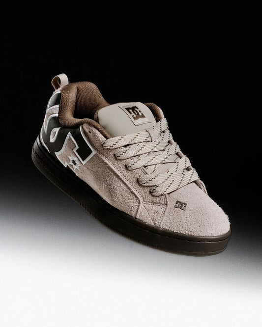 Image of Shoes. Product name - DC Shoes Mens Court Graffik S Skate Shoes Taupe/Olive in Taupe/Olive colour by brand - DC Shoes
