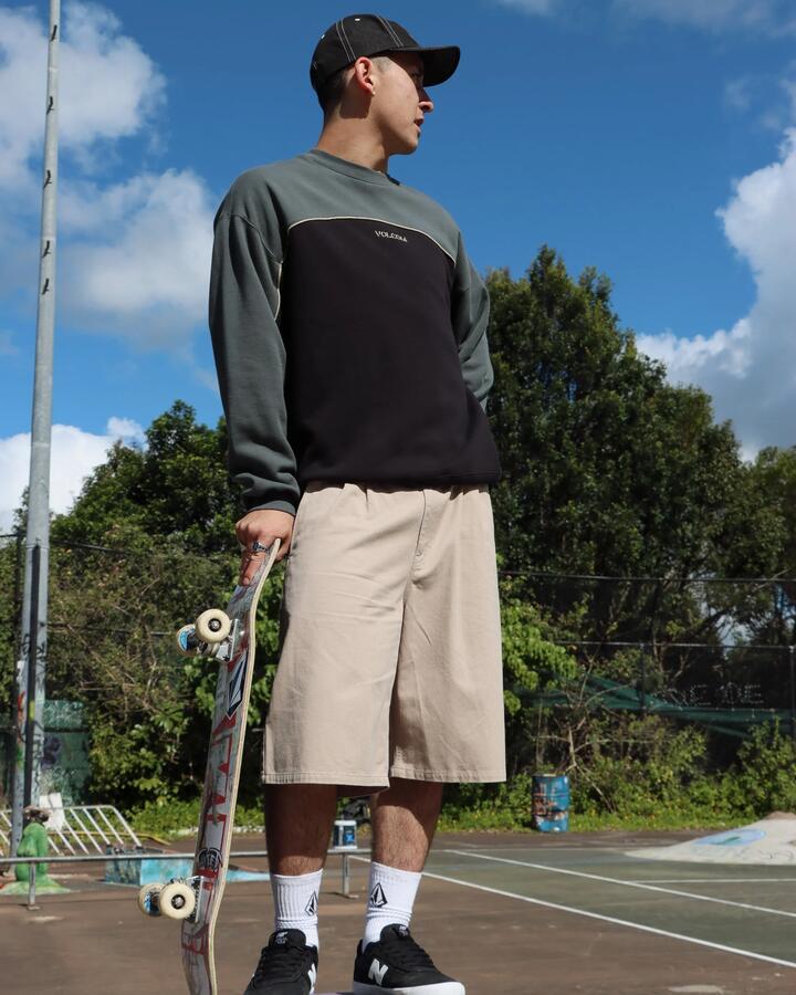 Image of Accessories. Product name - Volcom Mens 2K Stone Crew Neck Castlerock in Castlerock colour by brand - Volcom