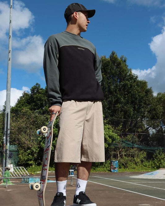 Image of Accessories. Product name - Volcom Mens 2K Stone Crew Neck Castlerock in Castlerock colour by brand - Volcom